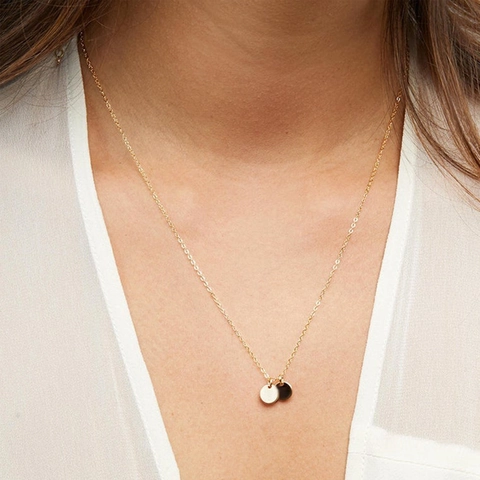Collana In Acciaio Inossidabile Minimalista Con Dischi Tondi Gioielli Eleganti Quotidiani Per Donna