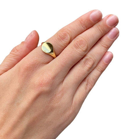 Anillo de Sello de Acero Inoxidable Minimalista para Mujer Hombre Anillo de Banda Lisa con Disco Redondo Pulido Joyería