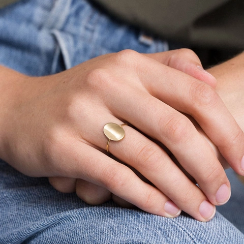 Anello Signet Ovale in Acciaio Inossidabile Minimalista Geometrico Lucido Placcato Oro Argento Oro Rosa Gioielli di Moda