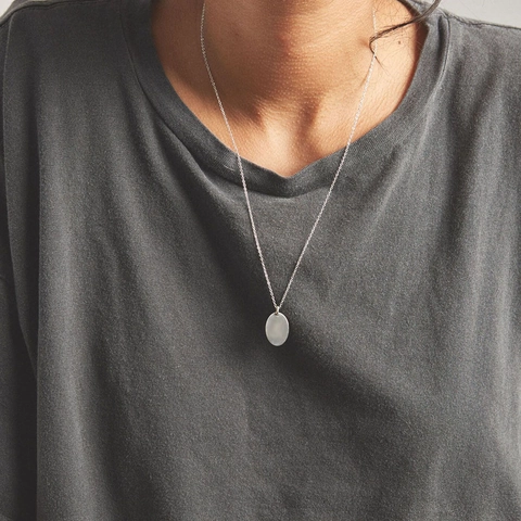 Minimalistische Ovale Anhänger Halskette Für Damen 316L Edelstahl 14K Vergoldet PVD Glatte Oberfläche Schlüsselbein Kette Schmuck