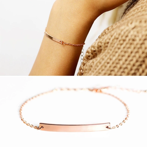 Minimalist 316L Stainless Steel Bar Bracelet For Women Adjustable Mirror Polished Gold Silver Rose Gold Fashion Jewelry Gift