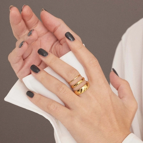 Anello a Fascia Semplice in Acciaio Inossidabile Minimalista Per Uomo Donna Lucido Oro Argento Colore Acciaio Gioielleria di Moda