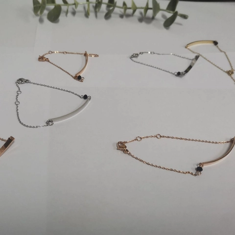 Pulsera de Barra de Acero Inoxidable Minimalista Para Mujeres Hombres Pulsera de Cadena Geométrica Oro Plata Con Perla Artificial