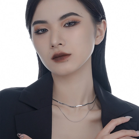 Collier Chaîne de Serpent en Argent Sterling 925 Minimaliste pour Femme Collier de Clavicule Chaîne Octogonale Bijoux