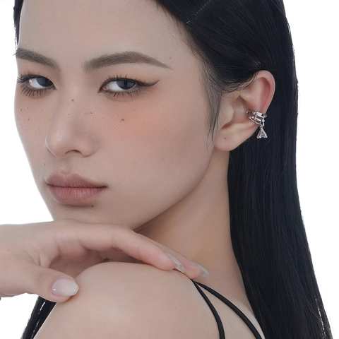 S925 Argento Sterling Irregolare Catena Cava Ear Cuff Per Donna Senza Piercing Strass Orecchini Design Di Nicchia Gioielli Moda