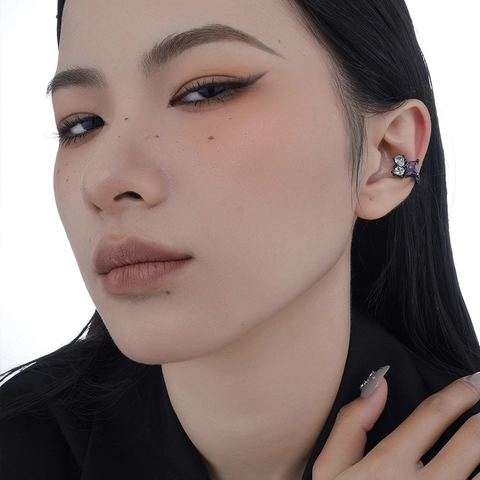 S925 Sterling Silver Textured Rhinestone Ear Cuff Niche Design U-shaped Clip-on Earrings For Women No Piercing Jewelry