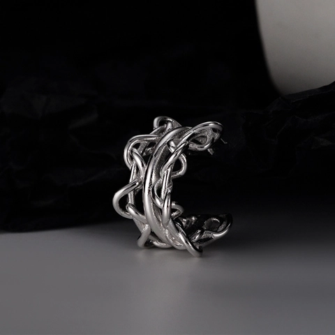 Earcuff Envuelto en Línea Hueca de Plata de Ley 925 Para Mujer Pendientes de Clip Sin Perforación Minimalistas Joyería de Moda