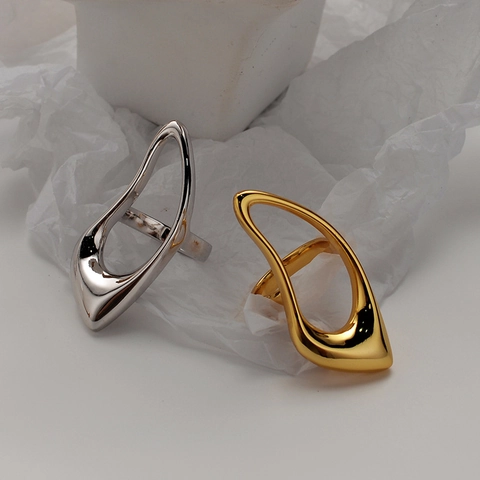 S925 Sterlingsilber Irregulärer Wassertropfen Hohl Offener Ring Minimalistischer Geometrischer Verstellbarer Ring Für Damen Schmuck