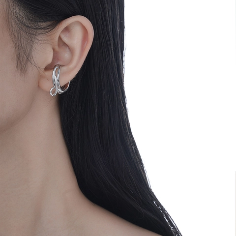 S925 Sterling Silver Hollow Knotted Multi-Layer Winding Open Ring For Women Adjustable Dual-Use Finger Ring Ear Cuff Jewelry