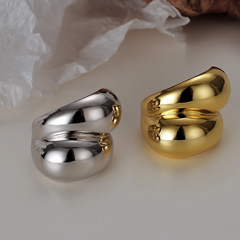 Minimalist 925 Sterling Silver Chunky Dome Ring For Women Adjustable Open Geometric Lava Finger Ring Fashion Jewelry