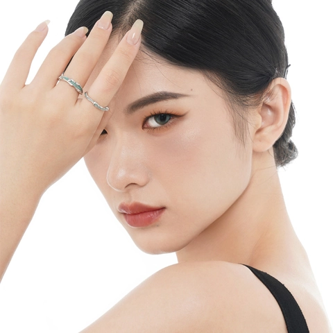 Anello in Argento Sterling S925 Smalto per Donna Stile Coreano Irregolare Texture Lava Anello Aperto Regolabile Gioielli Regalo