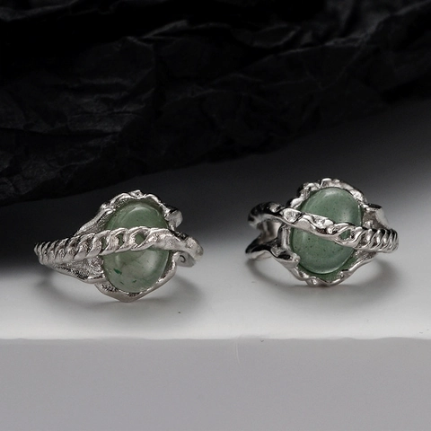 Neuer Chinesischer Stil S925 Sterlingsilber Aventurin Jade Ohrklemme Texturierte Bambus Design Retro Ohrschmuck Damen Schmuck
