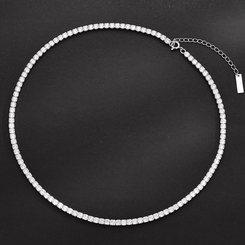 Collana da Tennis in Argento Sterling 925 da Donna di Lusso con Strass Girocollo Delicato Scintillante Catena a Girocollo Gioielli