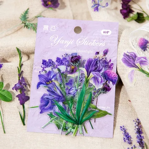 Vintage Floral PET Transparent Scrapbooking Stickers Decorative Flower Rose Sunflower Tulip Journaling Stationery Accessory