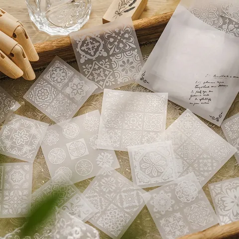 Retro White Lace Butterfly Vellum Paper Stickers For Scrapbooking DIY Journaling Vintage Floral Translucent Decorative Stickers