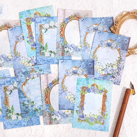 Flower Vine Mirror Series Vintage Floral Decorative Memo Pads Retro Art Scrapbooking Background Material Paper Journaling