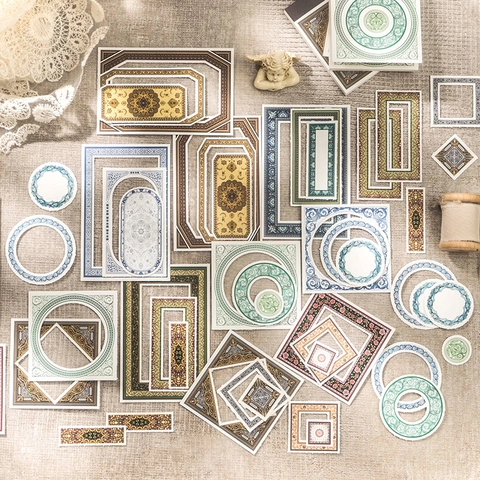 Baroque Window Series Retro Decorative Paper Frames For Scrapbooking DIY Journaling Vintage Mixed Pattern Paper Stickers