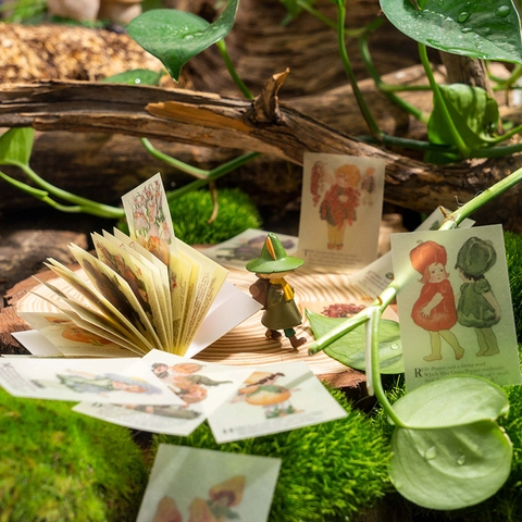Adesivi in Carta Velina Serie Casa delle Fate Vintage per Scrapbooking Fai da Te Diario Illustrazione Botanica Retrò