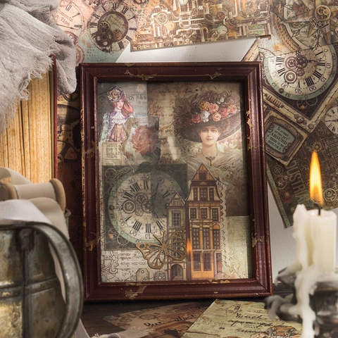 Vintage Steampunk Scrapbook Paper Material Pack Aesthetic Journaling Decorative Paper Retro Collage Supplies For DIY Craft