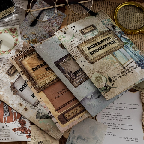 Vintage Πακέτο Υλικών Scrapbooking Λουλούδια Πεταλούδες Διακοσμητικά Χαρτιά Αυτοκόλλητα για Junk Journaling DIY Γραφική Ύλη