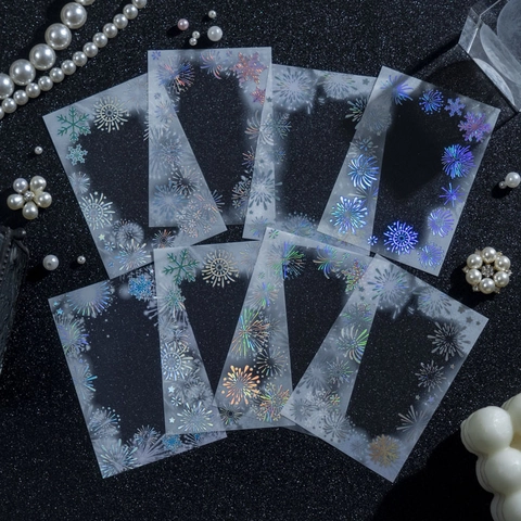 Adesivi in PET Brilliant Fireworks Laser Argento Olografico Nastro Decorativo per Scrapbooking Giornalismo DIY Arte Artigianato Cancelleria