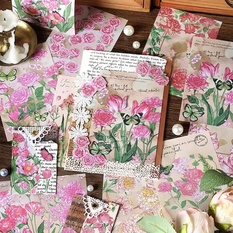 Vintage Floral Scrapbooking Material Papier Pack Schmetterling Botanische Ästhetik DIY Journaling Deko Papier Handwerk Für Kunst