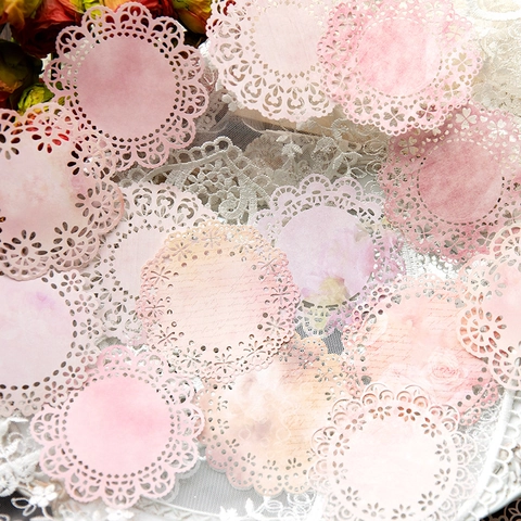 Dreamy Lace Serie Hohl Scrapbook Papier Retro Floral Rund Dekorative Material Papier Für DIY Journal Craft Dekoration