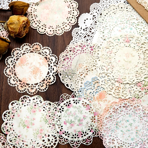 Dreamy Lace Serie Hohl Scrapbook Papier Retro Floral Rund Dekorative Material Papier Für DIY Journal Craft Dekoration