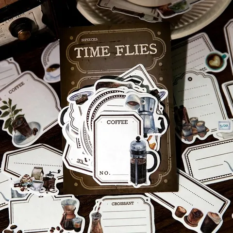 Adesivi Washi Vintage Serie Il Tempo Vola Stile Retrò Per Scrapbooking Decorazione Caffetteria Panetteria Cancelleria