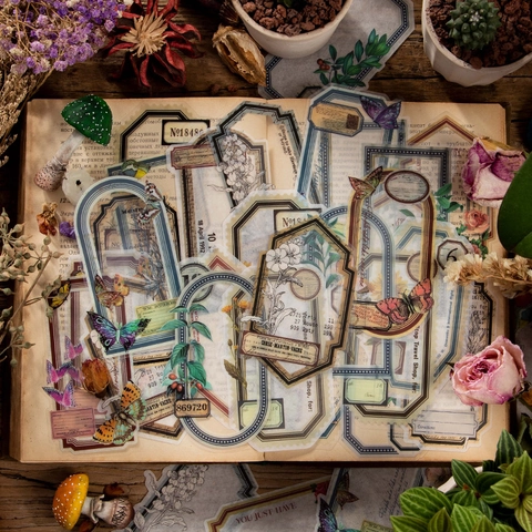 Adesivi Washi PET a Farfalla Botanica Manor Memory Vintage Etichette Decorative a Fiori per Scrapbooking Materiale per Diario
