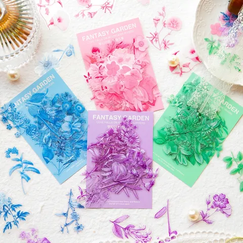 Adesivi Vintage in PET a Fiori Serie Fantasy Garden Disegni Floreali Impermeabili Per Journaling Scrapbooking Decorazione DIY