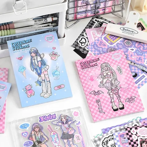 Japanse Y2K Anime Meisje Deco Sticker Boek Cyber Stijl Journal Scrapbooking Materiaal Zelfklevend Papier Stickers 20 Vellen