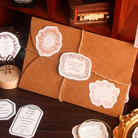 Vintage Literary Boxed Stickers Aesthetic Salt Style Quotes For Journaling Scrapbooking DIY Decorative Art Paper Labels