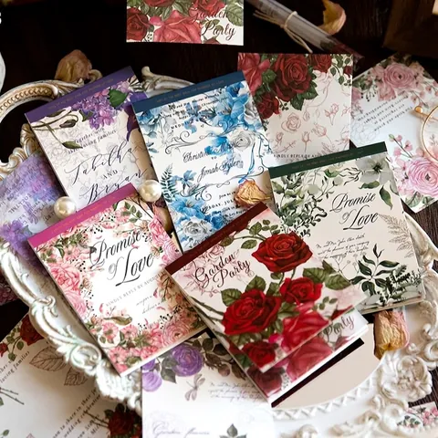Vintage Floral Scrapbook Material Papier Set Pergament Holzfreies Papier Rose Promise Serie Für DIY Junk Journal Dekoration