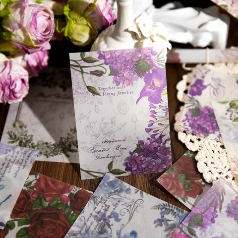 Vintage Floral Scrapbook Material Papier Set Pergament Holzfreies Papier Rose Promise Serie Für DIY Junk Journal Dekoration
