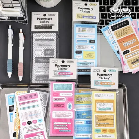 Nordischer Stil Gedruckte Papieraufkleber Mit UI Dialogfenster Textmustern Für Scrapbook DIY Dekorative Journaling Material