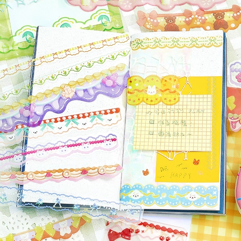 Pack d'Autocollants Scrapbooking Floraux Rétro Papier Spécial PET Washi Tape Matériel de Papeterie Décoratif Pour Journaling Bricolage Cadeau