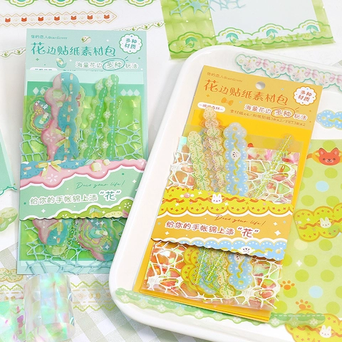 Pack d'Autocollants Scrapbooking Floraux Rétro Papier Spécial PET Washi Tape Matériel de Papeterie Décoratif Pour Journaling Bricolage Cadeau