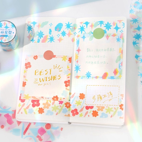 Cinta Adhesiva Decorativa de PET Serie Sueño de Color Glaseado Patrón Floral Mariposa Pegatinas Transparentes Para Scrapbooking DIY