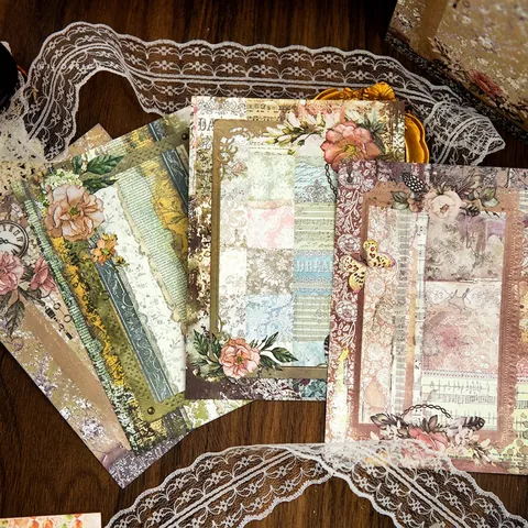 Papel de Material Decorativo Floral Vintage Papel de Scrapbooking Botánico de Doble Cara para Diario de Bricolaje Papel de Fondo Artesanal