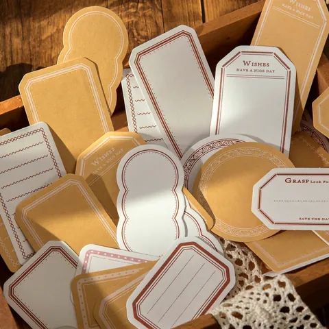 Retro Kraft Vellum Sticker Pack Blank Time Series Writeable Decorative Labels For Scrapbooking Journaling DIY Arts Crafts Stationery