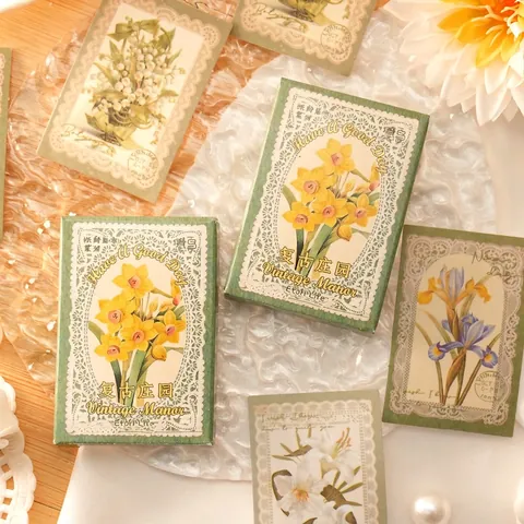 Vintage Manor Botanische Washi-Papier Aufkleber Retro Floral Ästhetische Decals Für DIY Journaling Scrapbooking Handwerk Dekoration