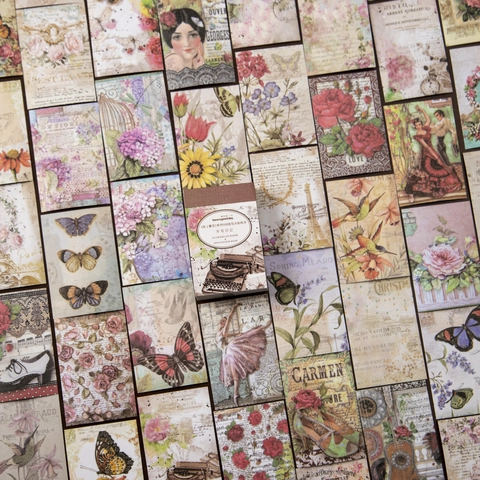 Vintage Washi Paper Sticker Book Floral Butterfly Scrapbooking Decorative Material Retro Diary Journaling Stickers