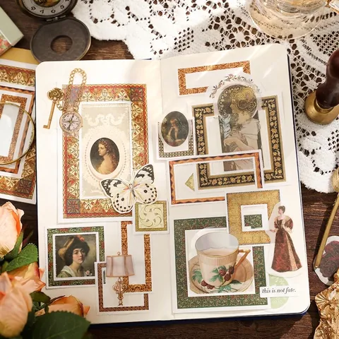 Bloc-notes en Papier Spécial Vintage Série Histoire des Fleurs Papier de Matériel de Bordure Perforé pour Scrapbooking