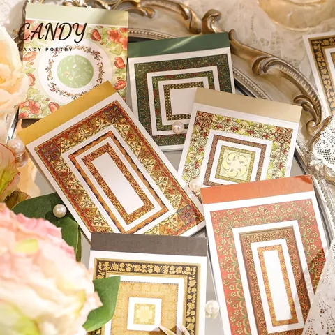 Blocco Note in Carta Speciale Vintage Serie Storia dei Fiori Carta Materiale con Bordo Perforato per Scrapbooking DIY