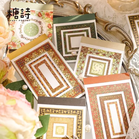 Bloc-notes en Papier Spécial Vintage Série Histoire des Fleurs Papier de Matériel de Bordure Perforé pour Scrapbooking