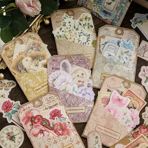 Vintage Wit Kraftpapier Bloemen Stickers Botanisch Vlinder Floral Decal Voor Scrapbooking Journaling Decor DIY Kantoortoevoer