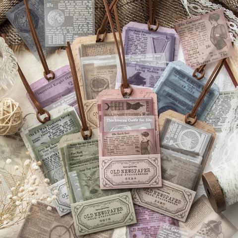 Vintage Old Newspaper Scrapbooking Stickers Vellum Paper Decorative Material For Journaling DIY Arts Crafts Stationery Retro Paper Decals
