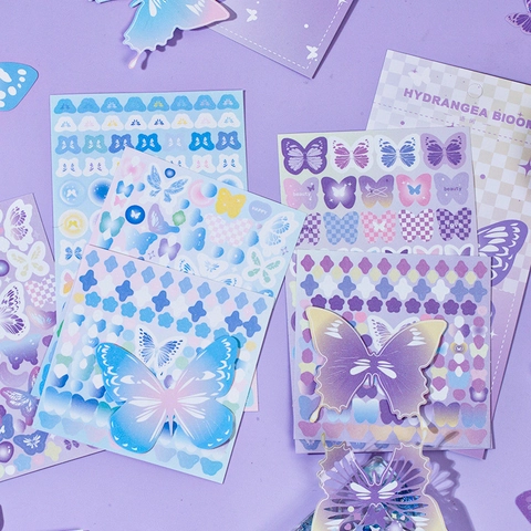 Serie Sueño De Una Noche De Verano Mariposa Pegatinas Decorativas Purpurina Fina Material De Diario Papel Estucado