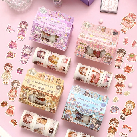 Washi Tape Cartoon Girl Dress-up Stickers DIY Scrapbooking Stationery Decorative Masking Tape Characters Outfits